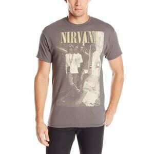 Nirvana - Mens Brick Wall Alley Photo T-Shirt, size small US mens, color grey